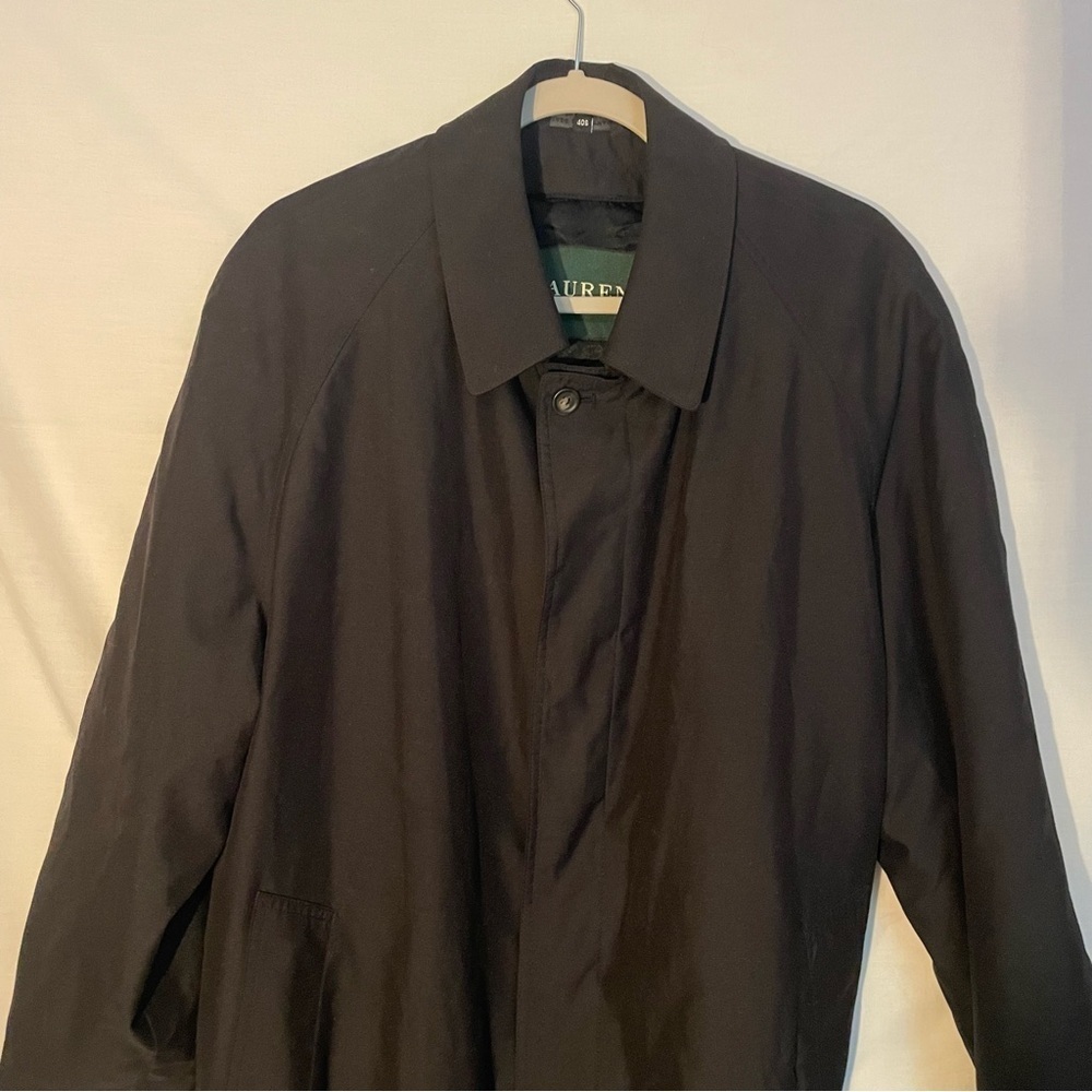 Lauren Ralph Lauren Men's Black Overcoat/trench/jacket size 40S - Picture 5 of 9